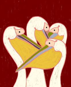 Pelicans Of The Burgundy Sky