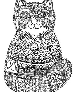 Green Folk Cat 1: LINE ART