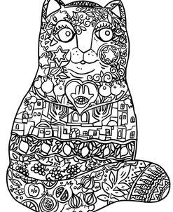 Judaica Folk Cat: LINE ART