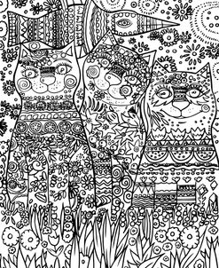 Deco Cats Line Art