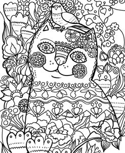 Flower Cat 2 Line Art