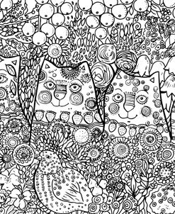 Happy Cats Line Art