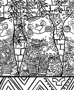 Cats of Israel Line Art