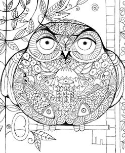 Judaica Folk Owl – Outline