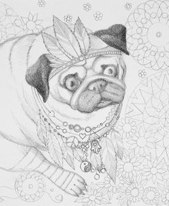 Hippie Pug with Mandalas