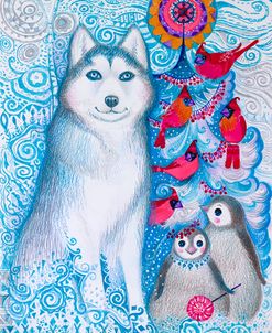 Husky And Penguins