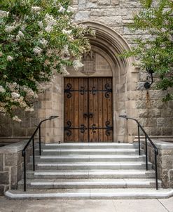 Wood Door With Stairsteps