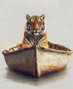 Tiger In A Boat