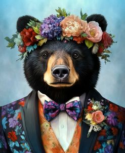 Black Bear In A Floral Jacket