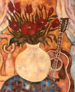 Guitar And Red Tulips