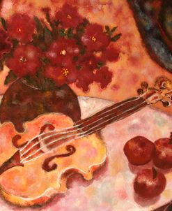 Violin And Pansies