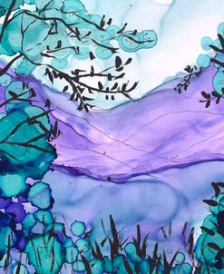 Abstract Landscape Purple And Teal With Alcohol Ink Painting