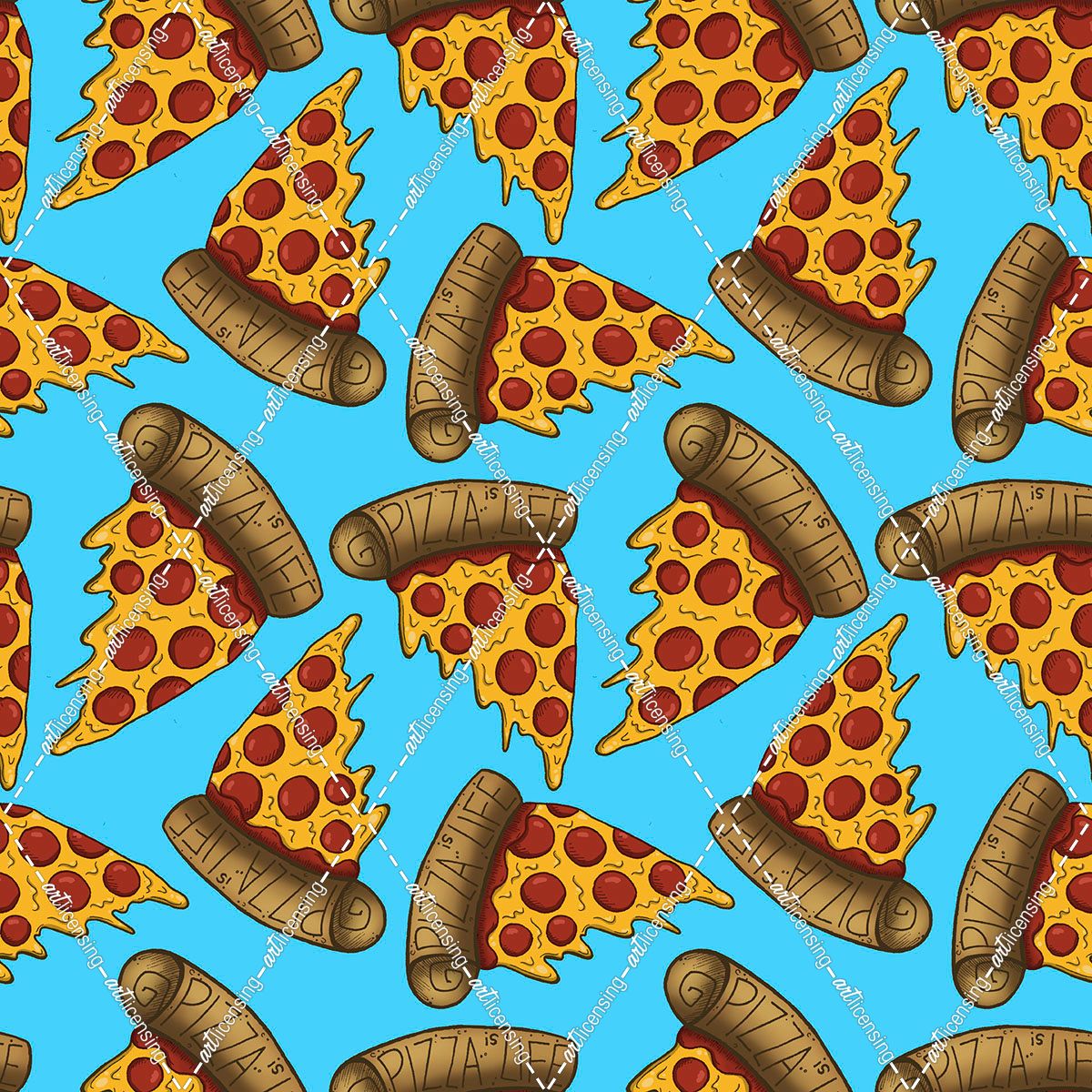 Blue Pizza Party Pattern