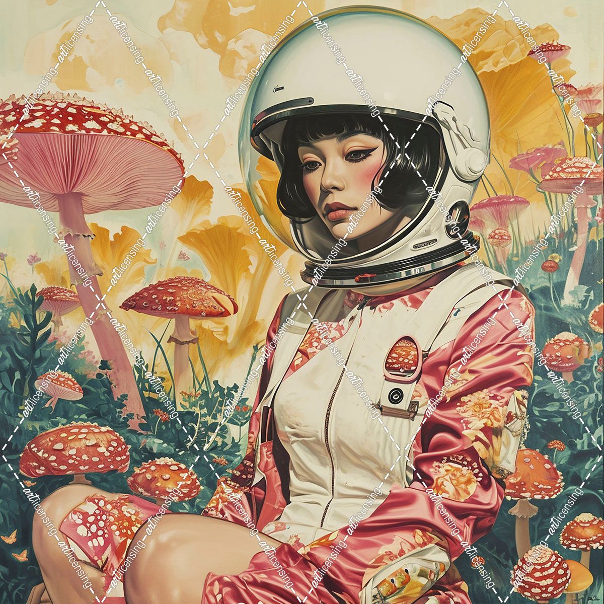 Astro Woman Among the Mushrooms