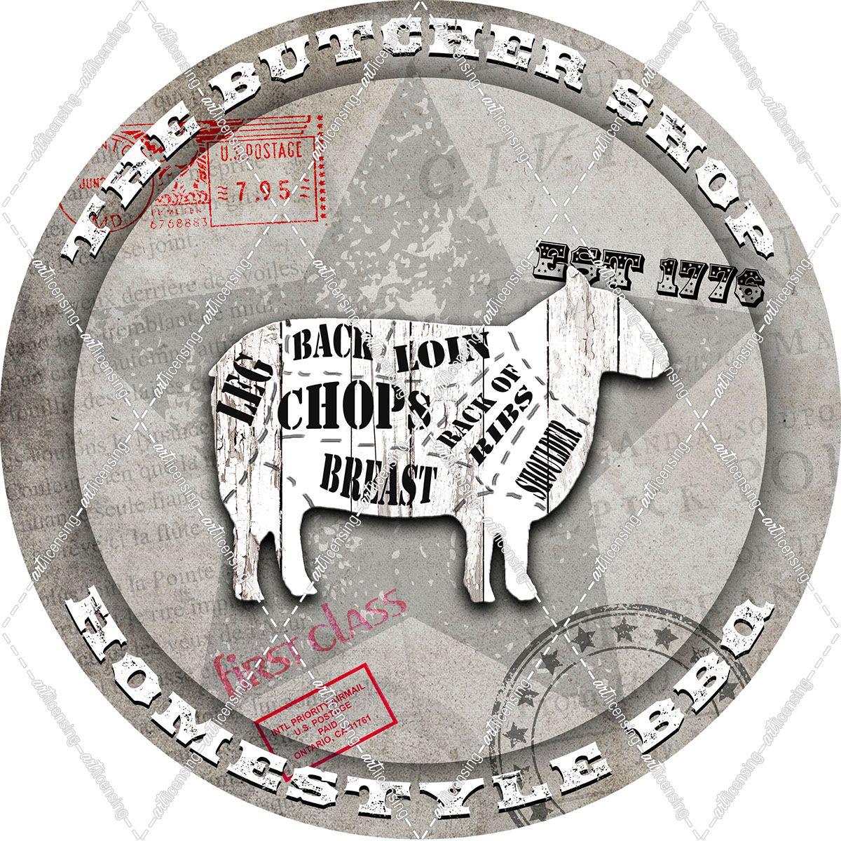 American Butcher Shop Round Sheep