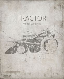 Industrail Farm Tractor Blue Print_BW