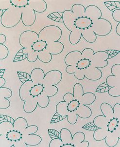 Cream With Green Flower Pattern