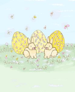 Two Bunny Three Egg Easter Plate