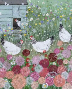 Chickens in a Summer Garden