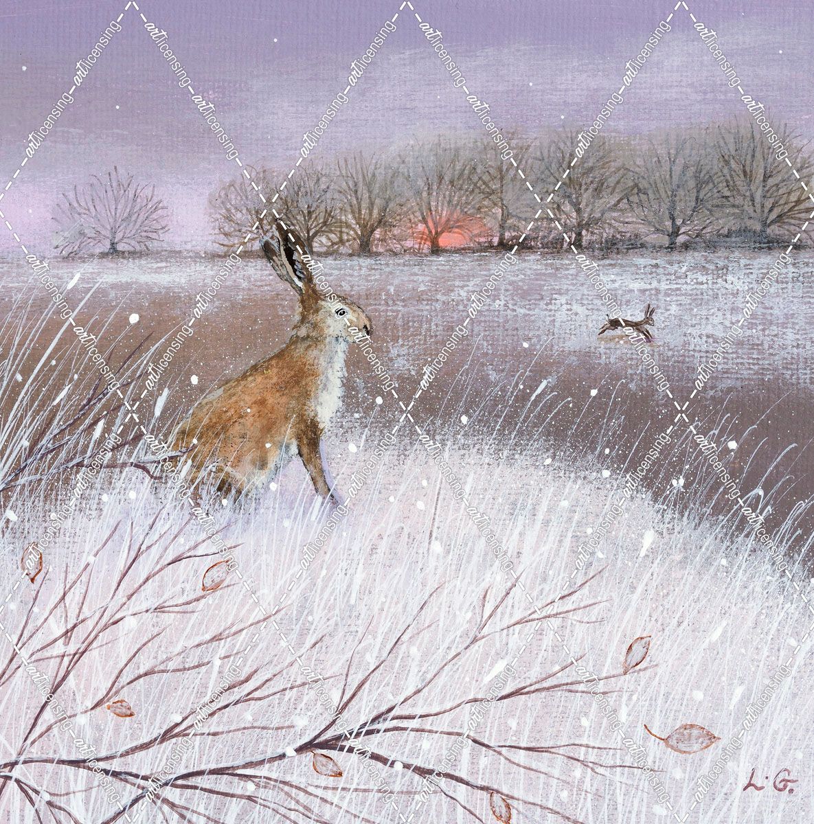 Frosty Landscape and Hare