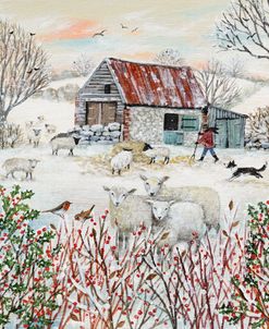 Sheep in a snowy Field