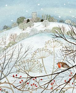Snowy Landscape with Robin