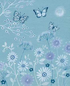 Butterflies and Flowers on Blue