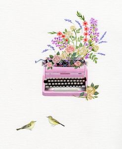 Vintage Typewriter and Flowers