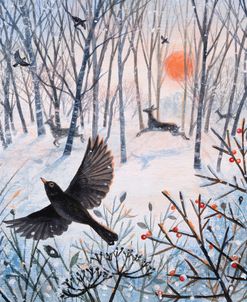 Blackbird And Orange Sun