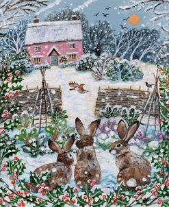 Cottage Garden And Winter Rabbits