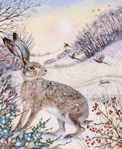 Hare and Flying Pheasants