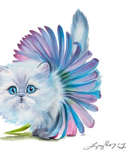 Kitten Ballerina Daisy Flower Stare Persian Cat