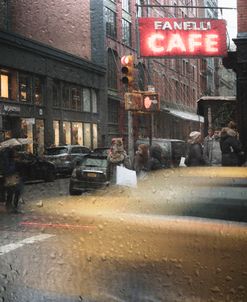 Cafe and cab rain