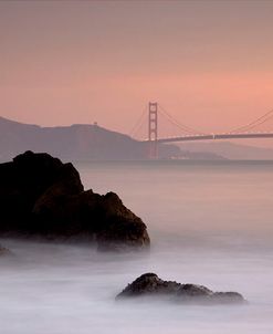 Rocks And Golden Gate Bridge