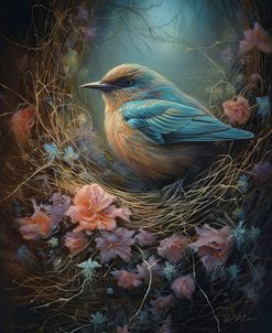 Bird In Nest With Dream Flowers (4)