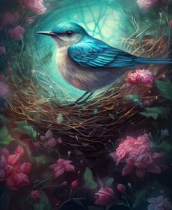 Bird In Nest With Dream Flowers (5)