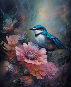 Bird In Nest With Dream Flowers (7)