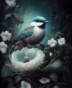 Bird In Nest With Dream Flowers (9)