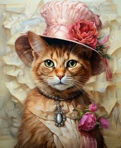 Cute Cat With A Red Hat Baroque Style