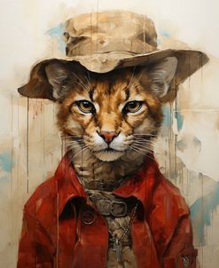 Cute Cougar With A Red Hat Baroque Style 1