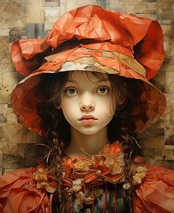 Cute Girl With A Red Hat Baroque Style 1