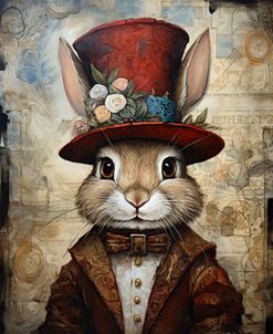 Cute Rabbit With A Red Hat Baroque Style 2