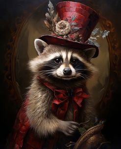 Cute Raccoon With A Red Hat Baroque Style 2