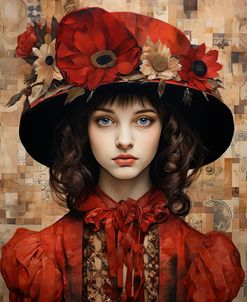Cute Girl With A Red Hat Baroque Style 2