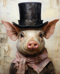 Cute Pig With A Red Hat Baroque Style 1