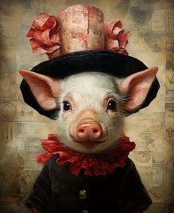 Cute Pig With A Red Hat Baroque Style 2