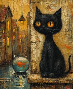 Black Cat And Goldfish 2