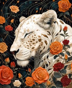 White Lioness Among The Roses