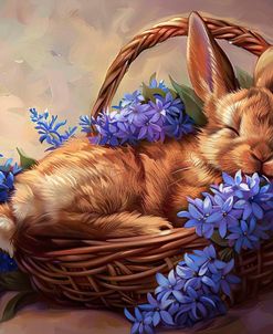 Bunny Sleeping In The Basket