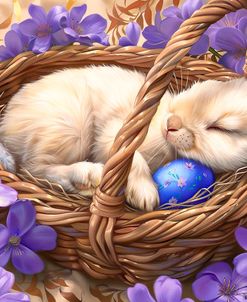 White Bunny In The Basket